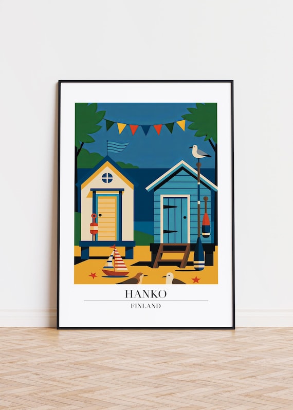Hanko Finland Poster Modern Scandinavian Illustration Art