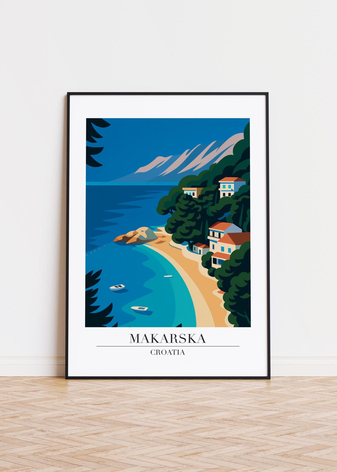 Makarska Croatia Hidden Beach Cove Turquoise Sea Travel Poster