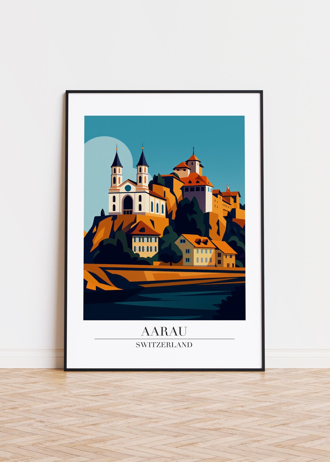 Aarau Switzerland Modern City Illustration Poster