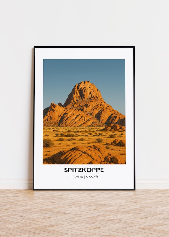 Spitzkoppe Namibia Desert Granite Peak Illustrated Nature Poster