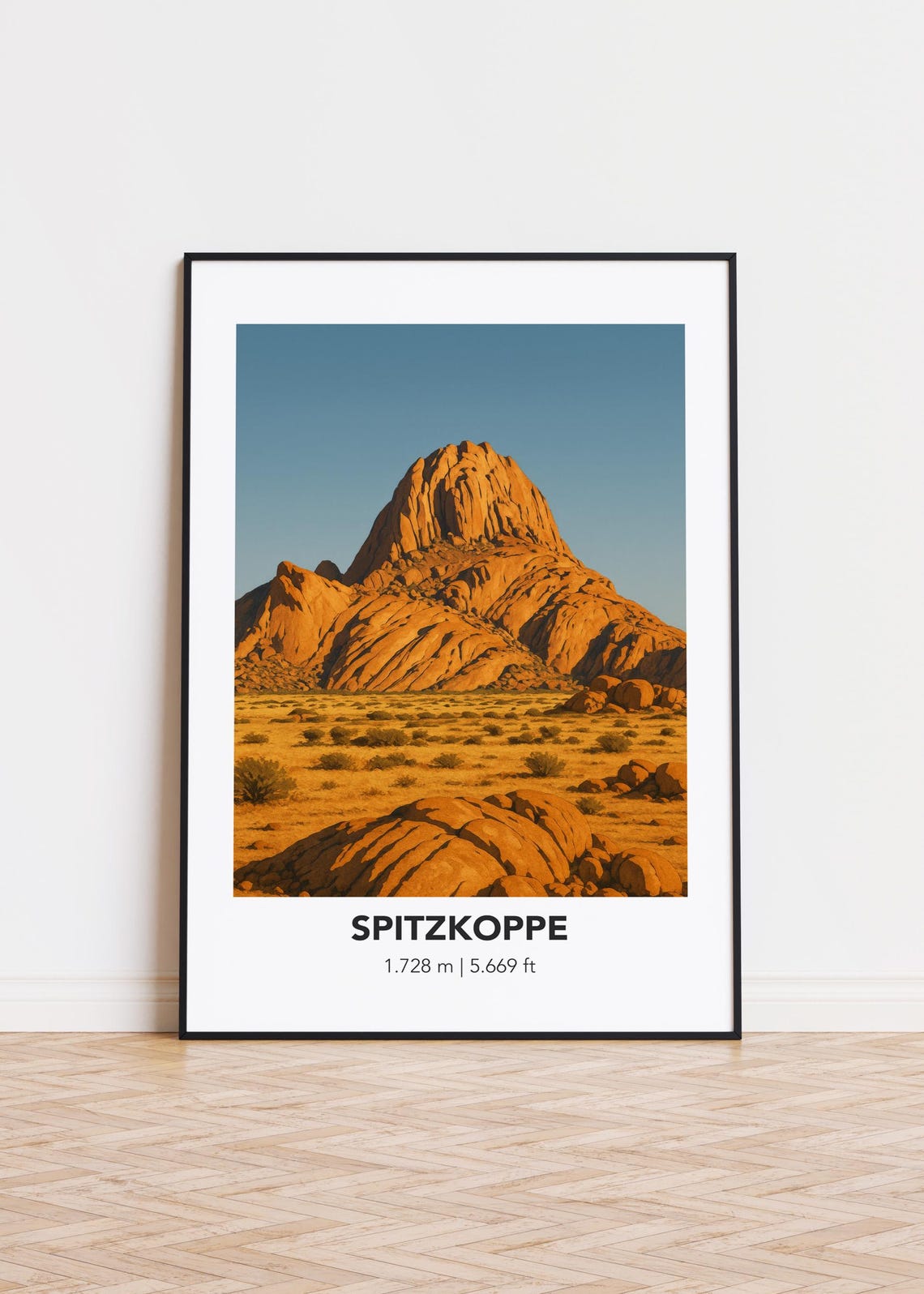 Spitzkoppe Namibia Desert Granite Peak Illustrated Nature Poster