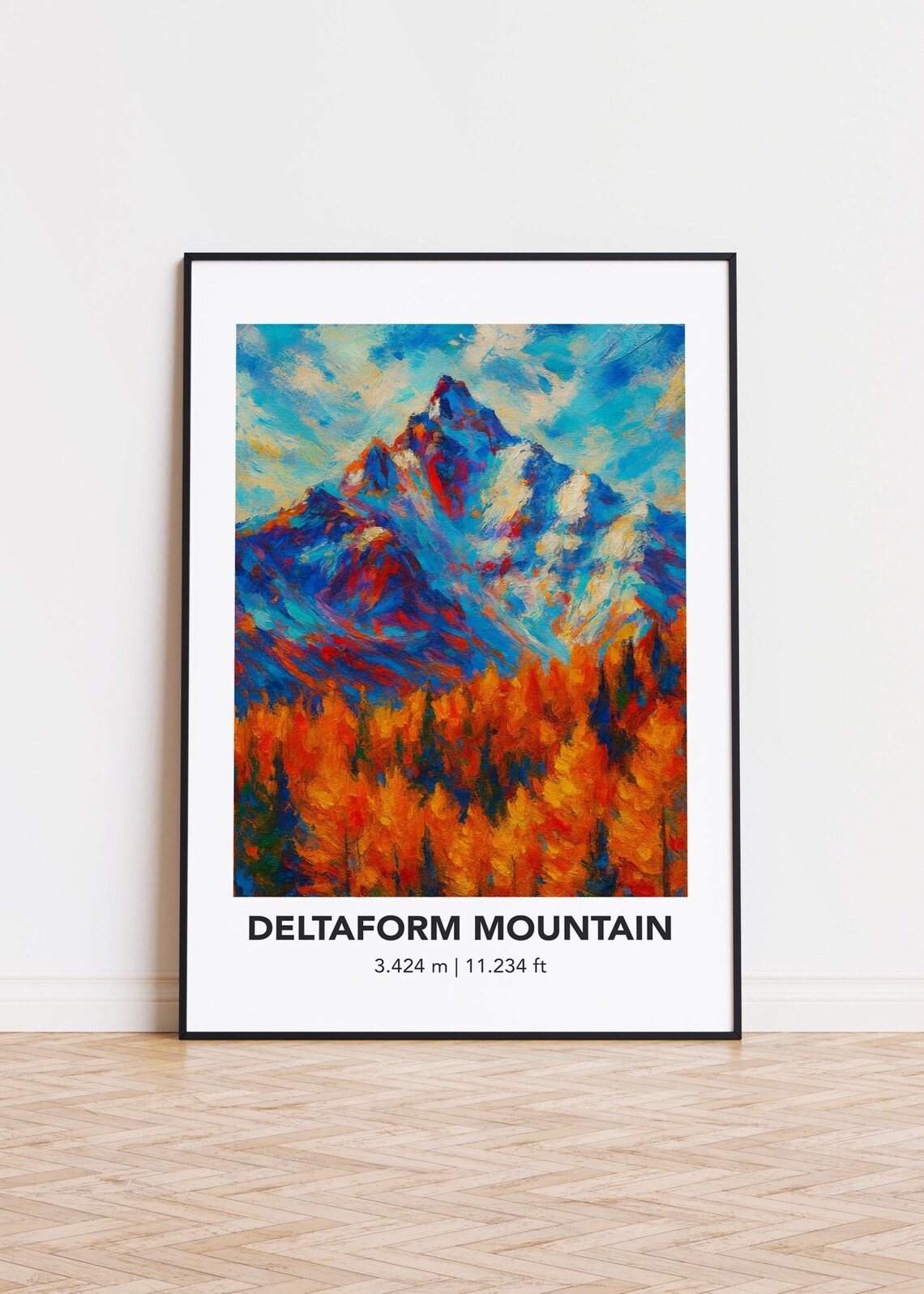 Deltaform Mountain Autumn Forest Colorful Oil Painting Poster