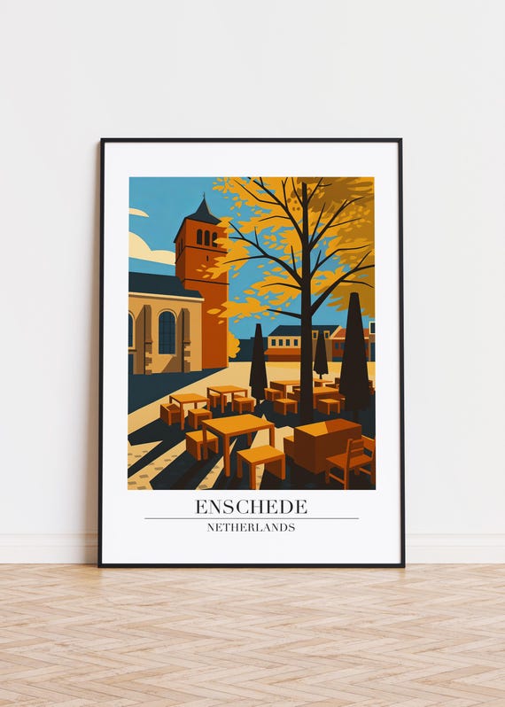 Enschede Cityscape Poster, Modern Netherlands