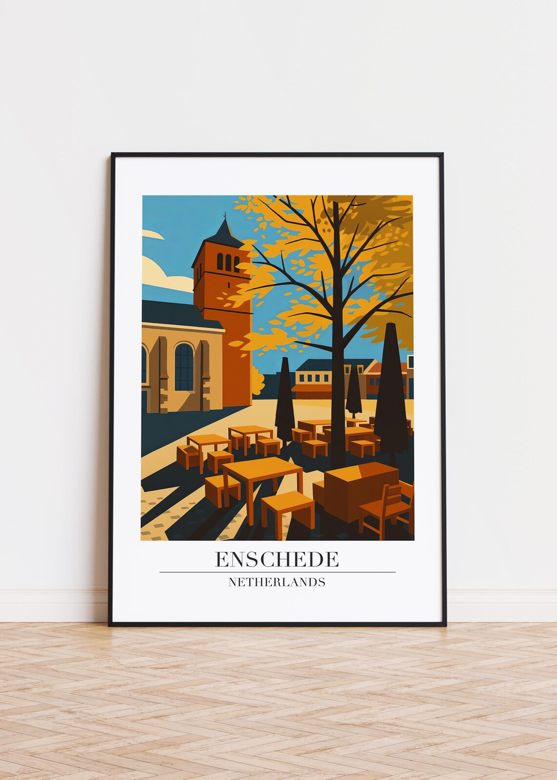 Enschede Cityscape Poster, Modern Netherlands