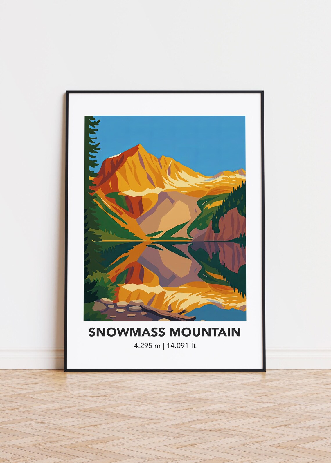 Snowmass Mountain Minimalist Travel Poster