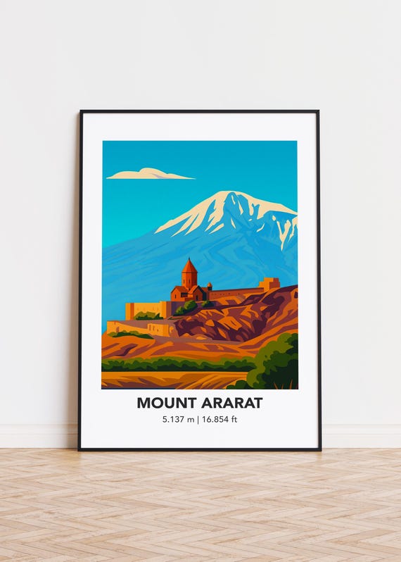 Mount Ararat Illustration Art Print Modern Mountain Poster