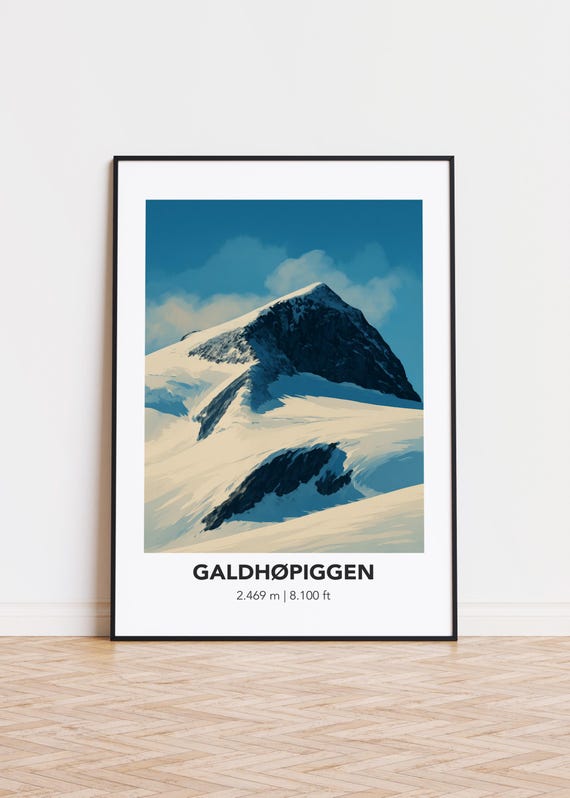 Galdhpiggen Mountain Art Print Scandinavian Landscape Poster