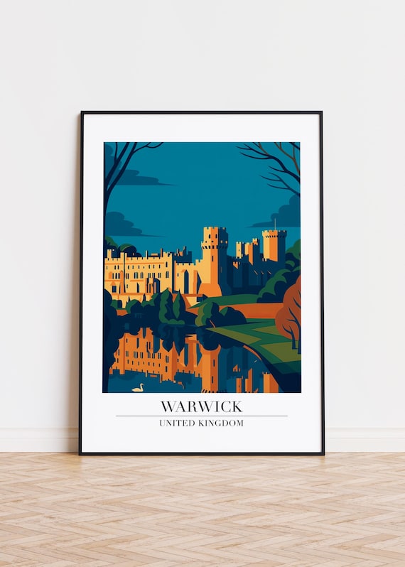 Warwick Illustration Art Print United Kingdom Travel Poster