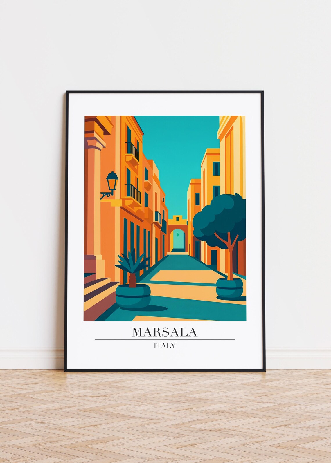 Marsala Italy Charming Narrow Old Town Street Arch Sicily Travel Poster