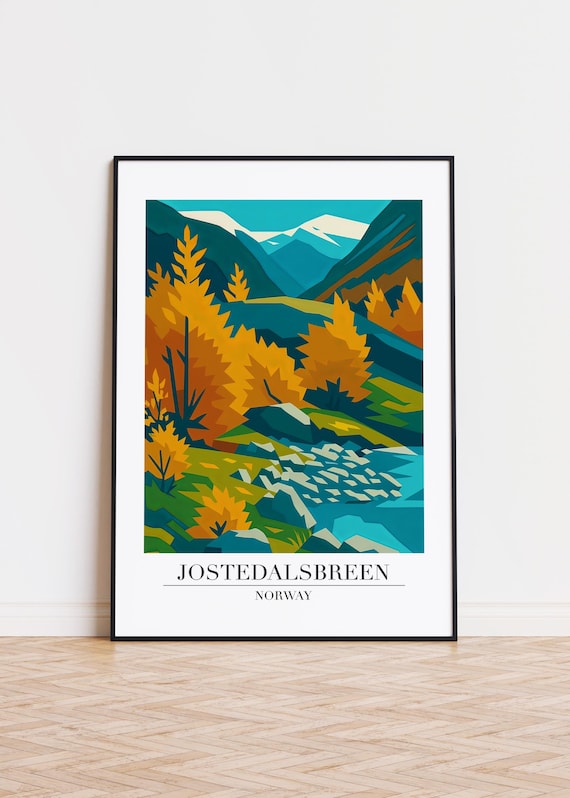 Jostedalsbreen Norway Poster Scandinavian Illustration Art