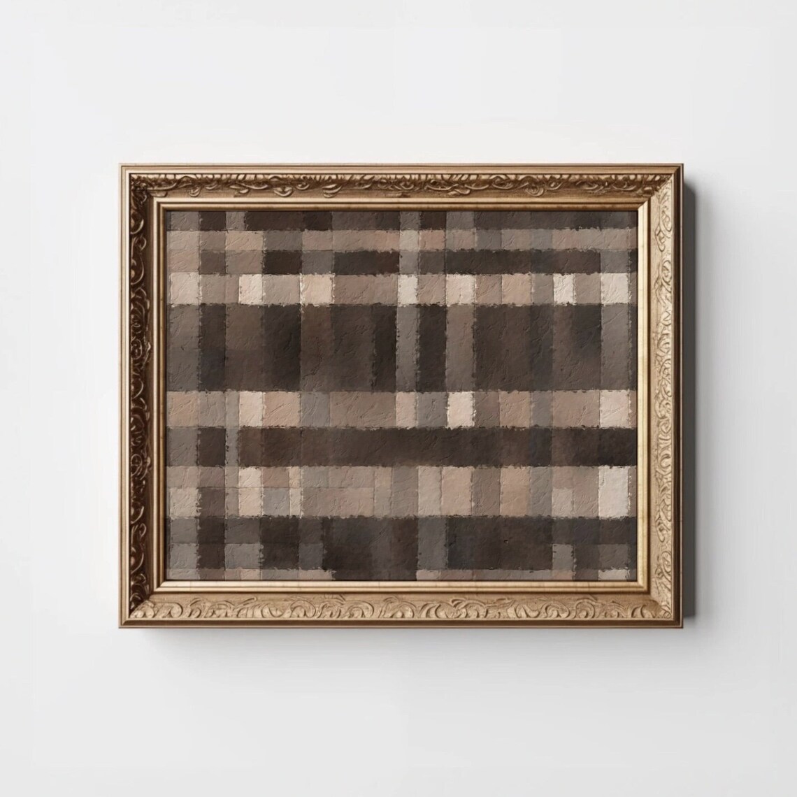 Plaid Abstract Checkered Watercolor Art Print