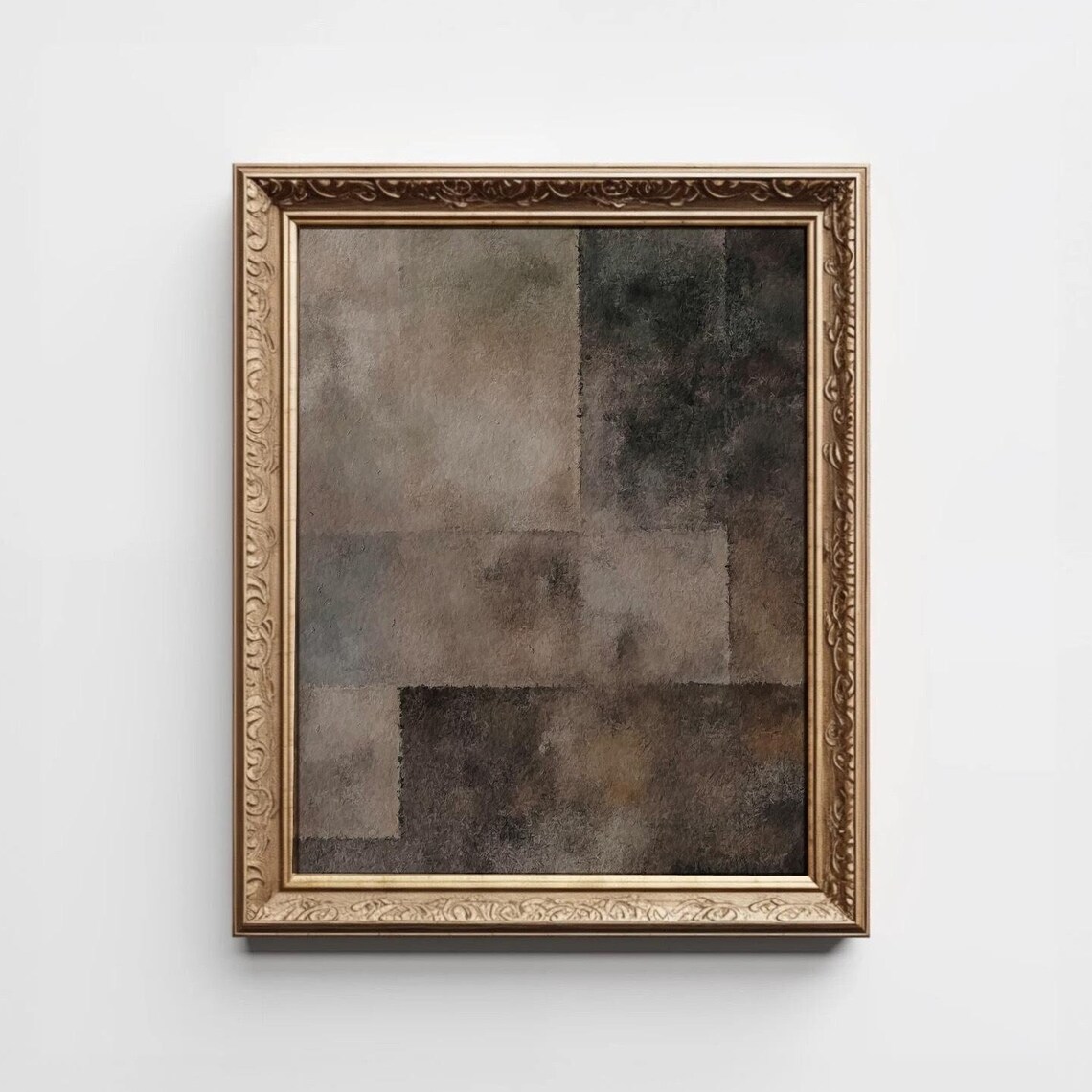 Black Abstract Print, Moody Neutral Vintage Decor