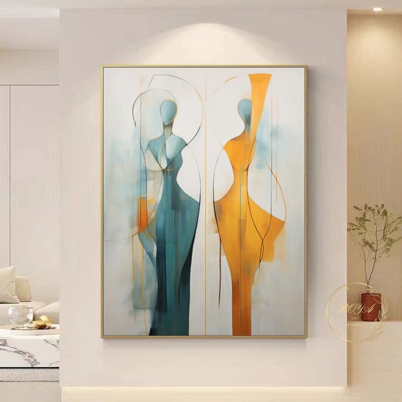 Minimalist Abstract Figure Painting, Modern Wall Art