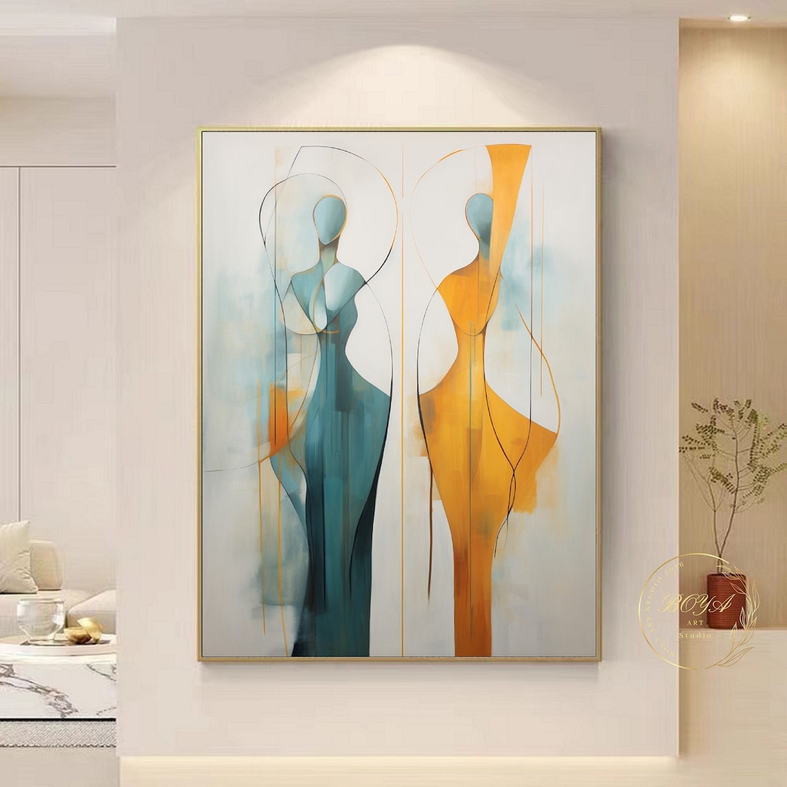 Minimalist Abstract Figure Painting, Modern Wall Art