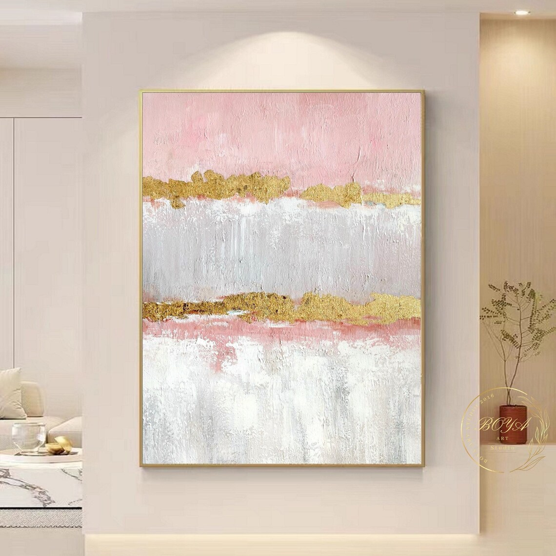Pink Abstract Art Print, Minimalist Modern Style