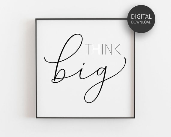 Think Big Inspirational Prints Minimalist Art Motivational Poster Work Motivation Success Square Wall Art