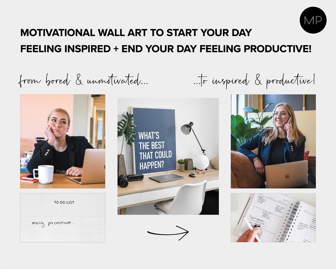 Motivational Poster for Blue Office Decor, Modern Print - Image 3