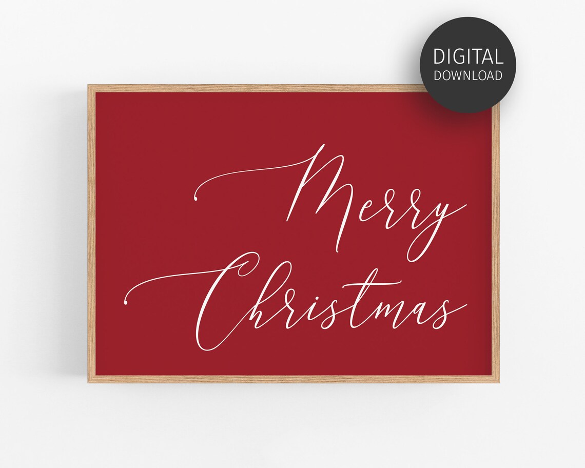 Merry Christmas Red Holiday Wall Art Poster