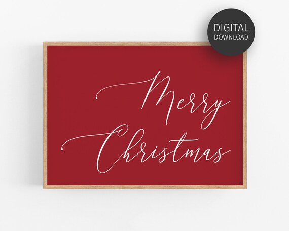 Merry Christmas Red Holiday Wall Art Poster