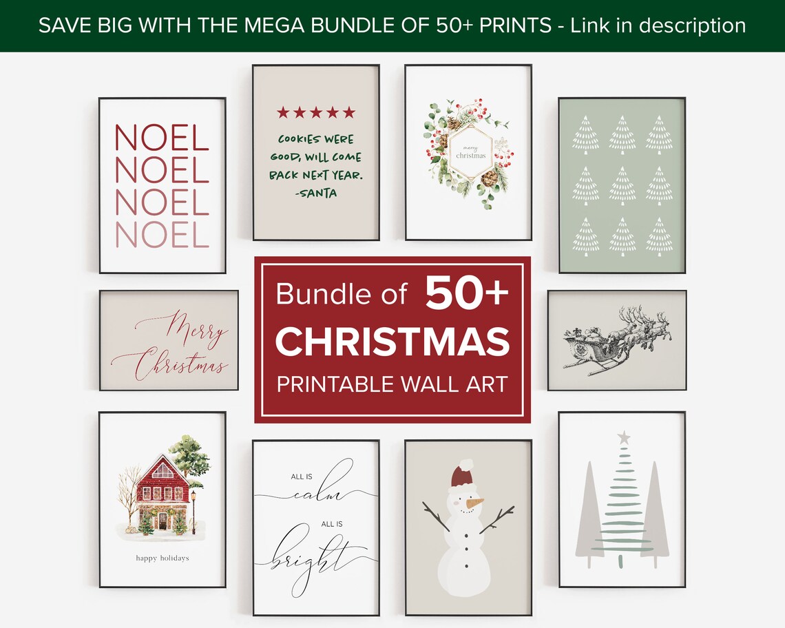 Merry Christmas Red Holiday Wall Art Poster - Image 2