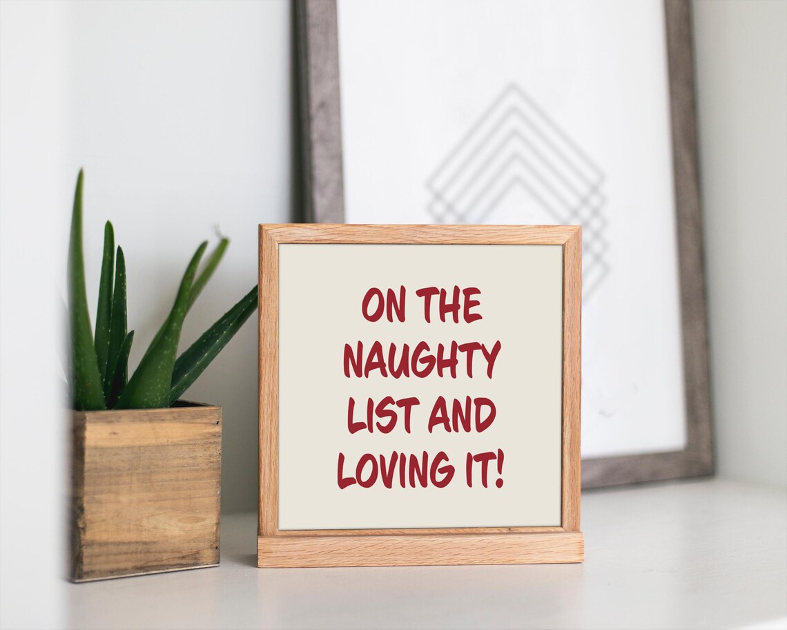 On The Naughty List Christmas Print Wall Art For Funny Holiday Decor Red Poster For Festive Bedroom Decor Adult Christmas Humor - Image 3