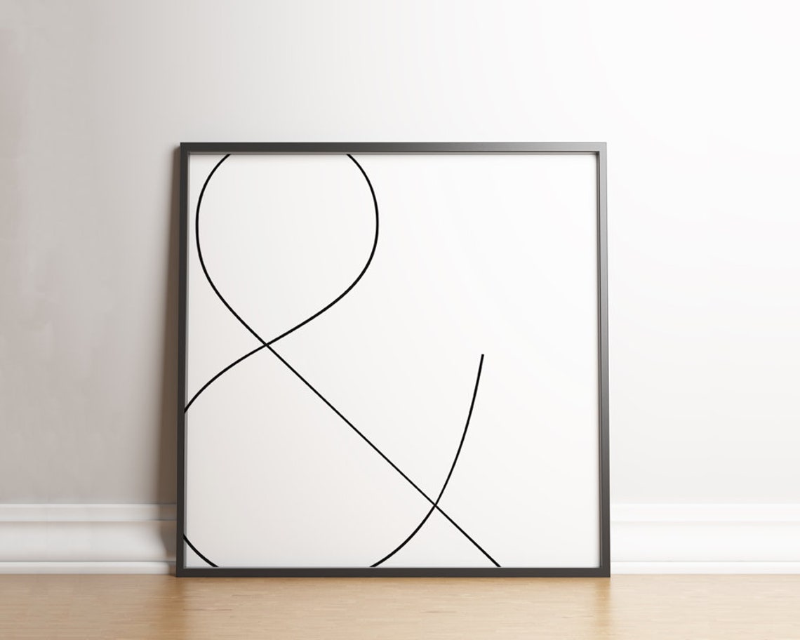 Minimalist Abstract Continuous Line Art Modern Black White Poster - Image 2