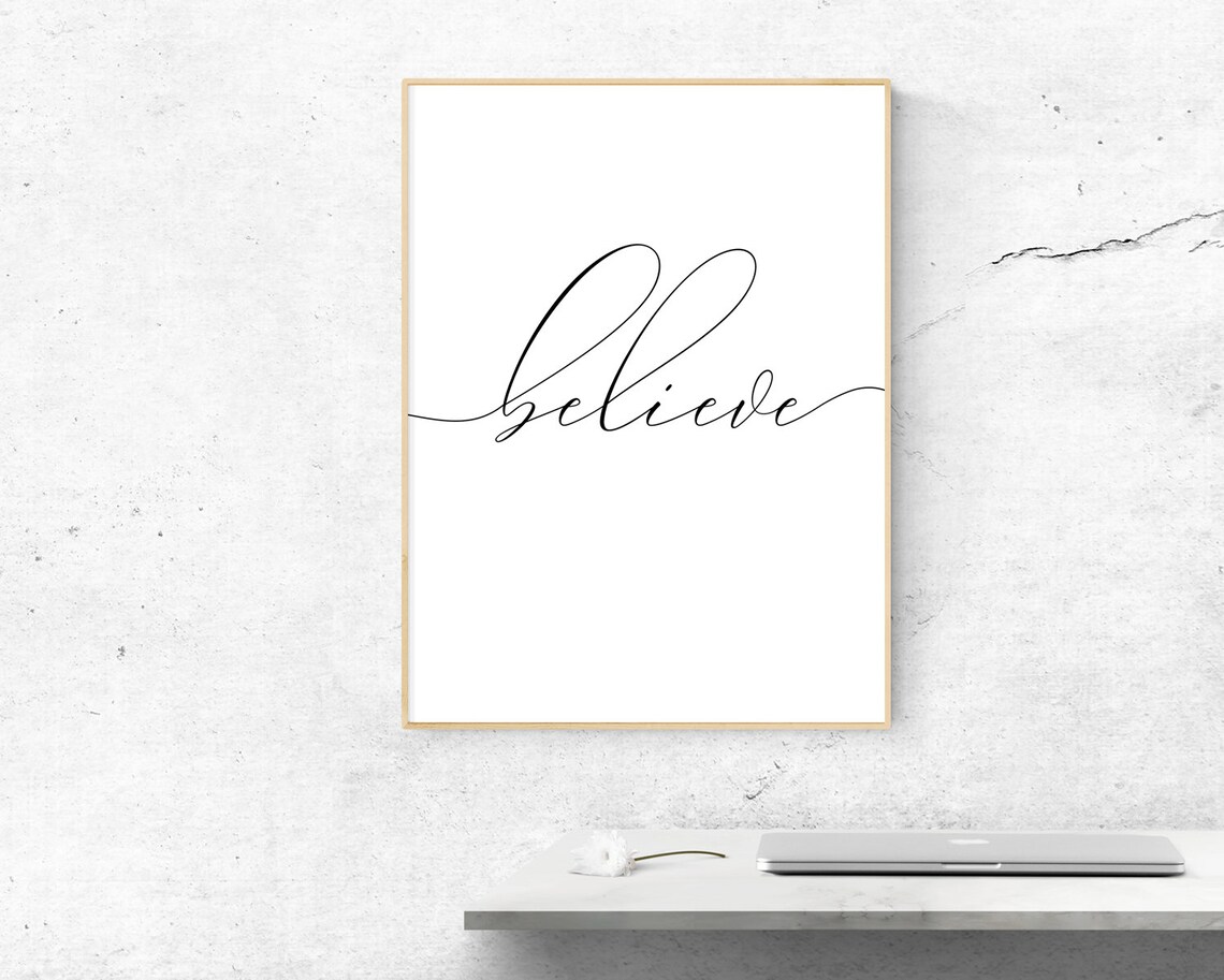 Believe Inspirational Quote, Minimalist Art Print - Image 2