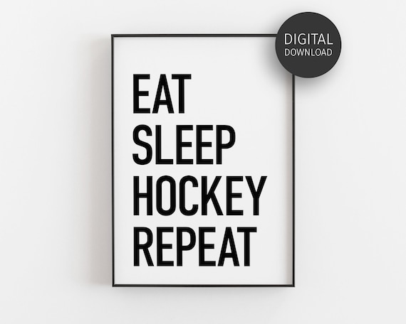 Eat Sleep Hockey Repeat Typography Hockey Art Print