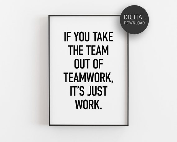 Teamwork Quote, Minimalist Office Art Print