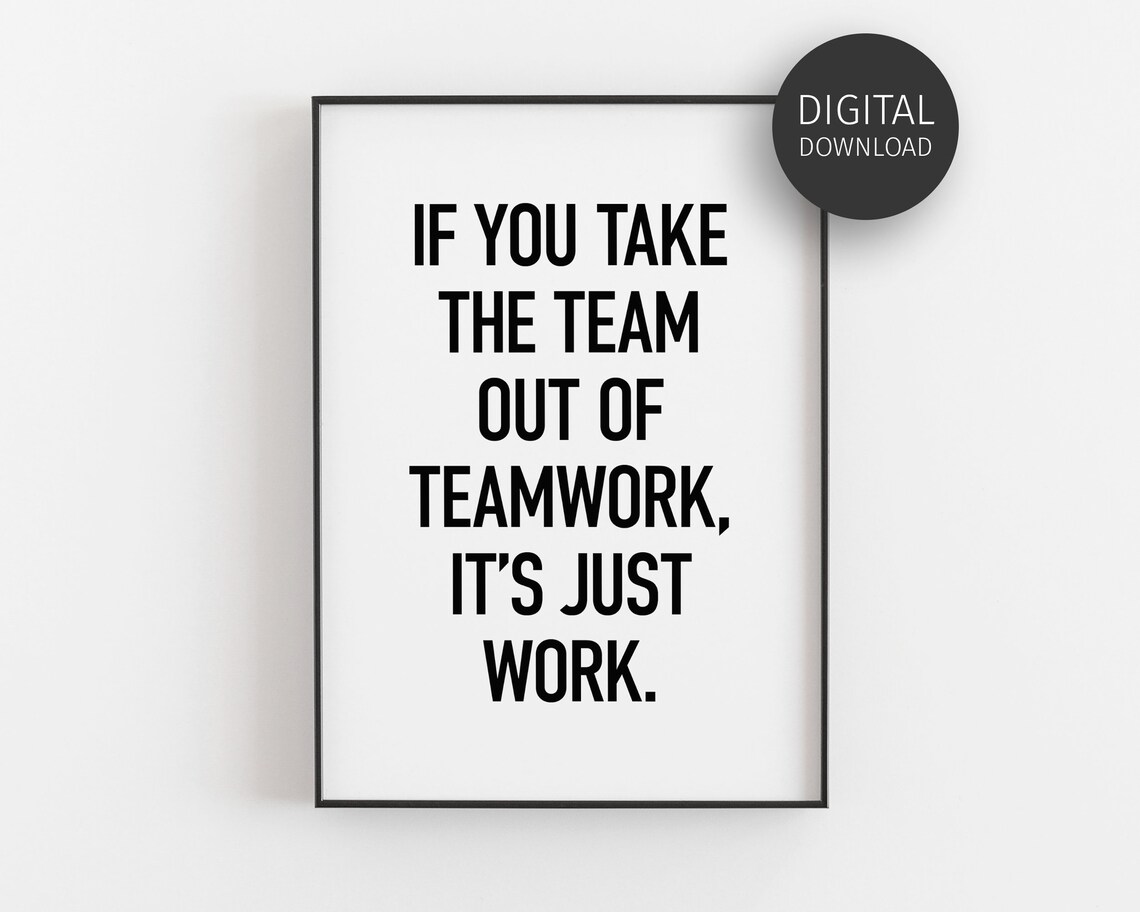 Teamwork Quote, Minimalist Office Art Print