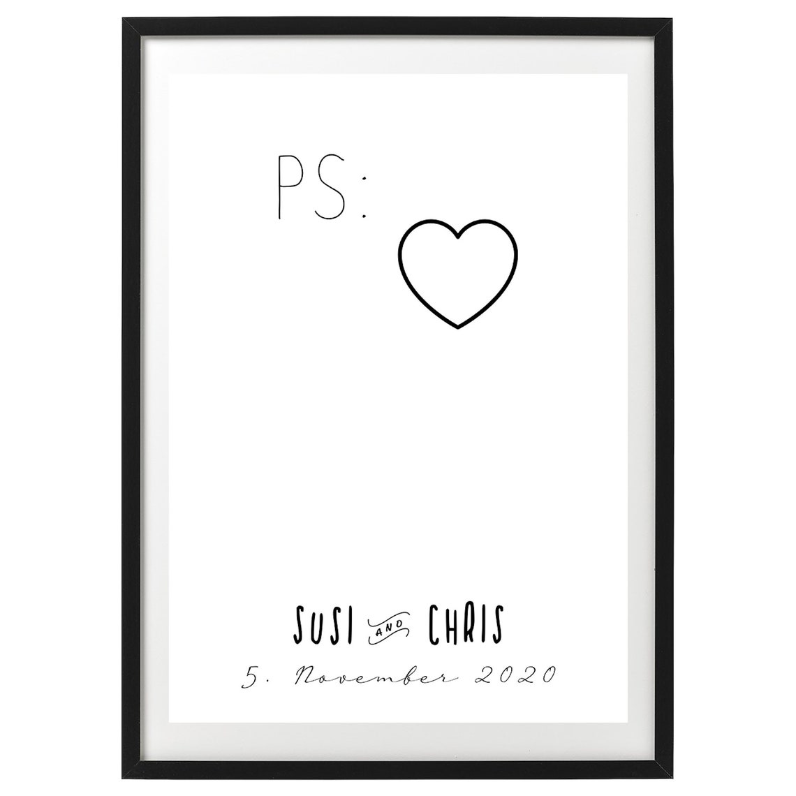 Ps Heart Personalized Posters With Names And Dates In Sizes A5 A3 - Image 2