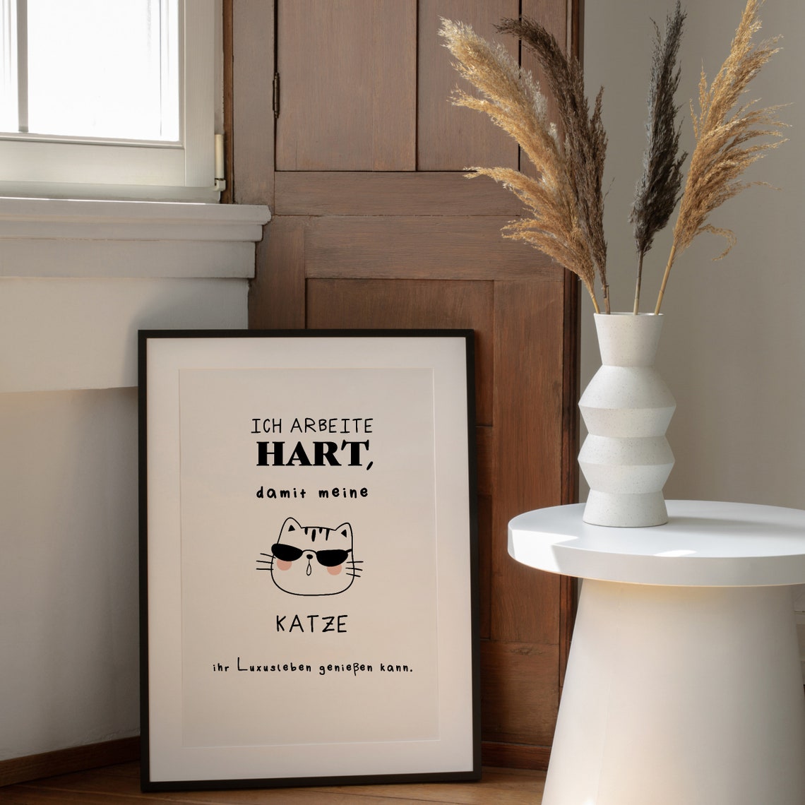 Ich Arbeite Hart Damit Meine Katze Cute Sunglasses Cat Poster - Image 2