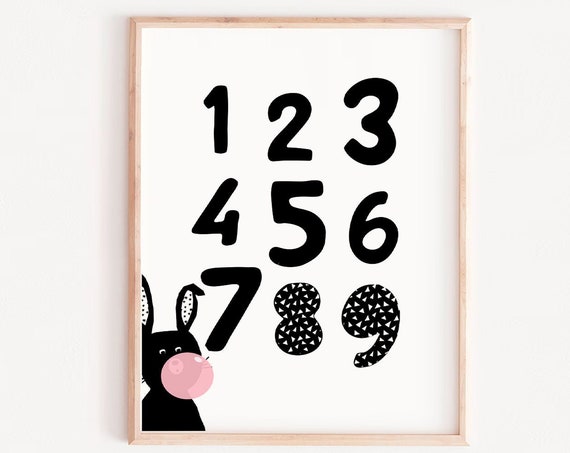 Numbers Kids 123 Learning Nursery Art Print Set