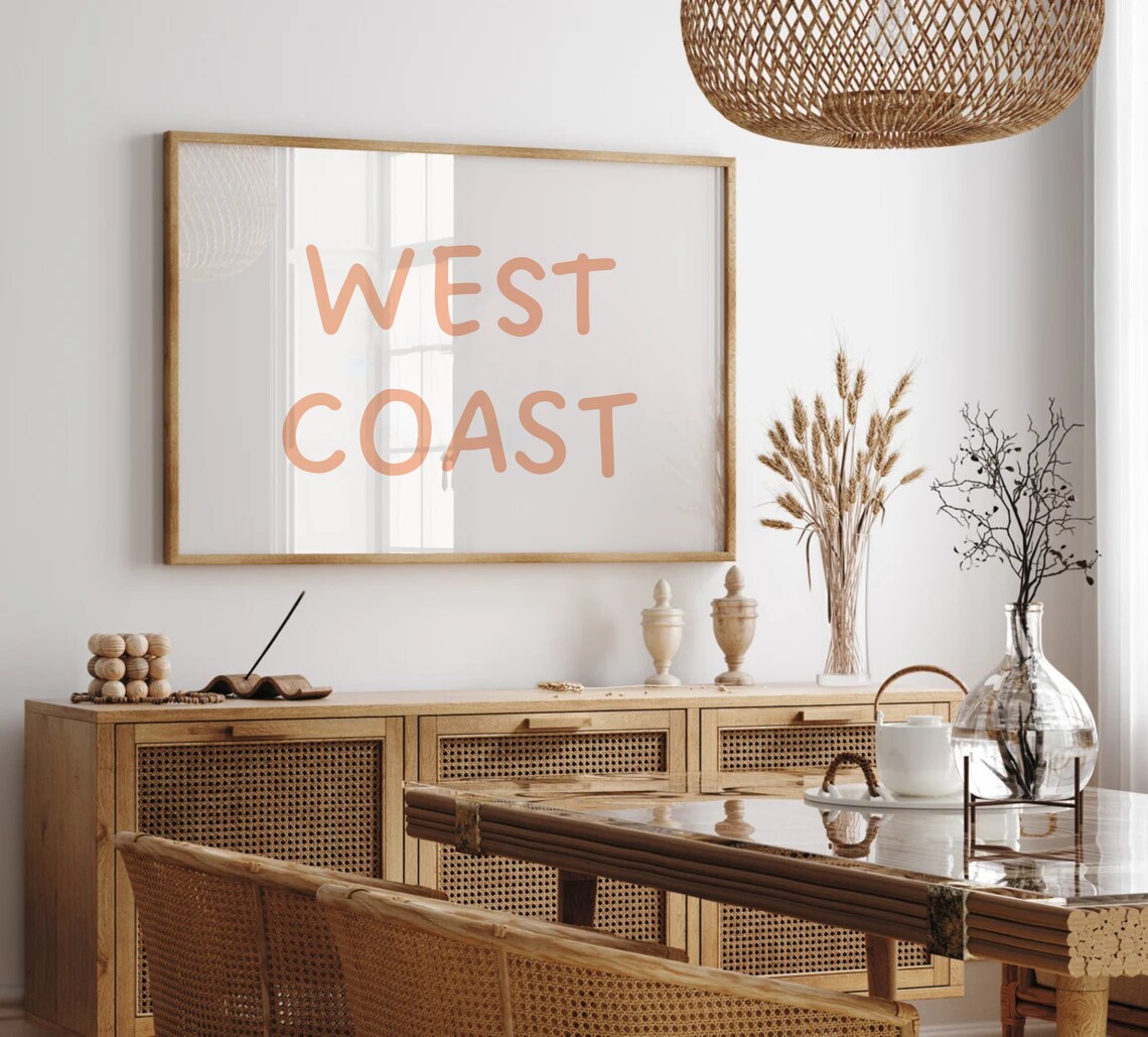 West Coast Orange Handwritten Typography Cream Minimalist Wall Art - Image 4
