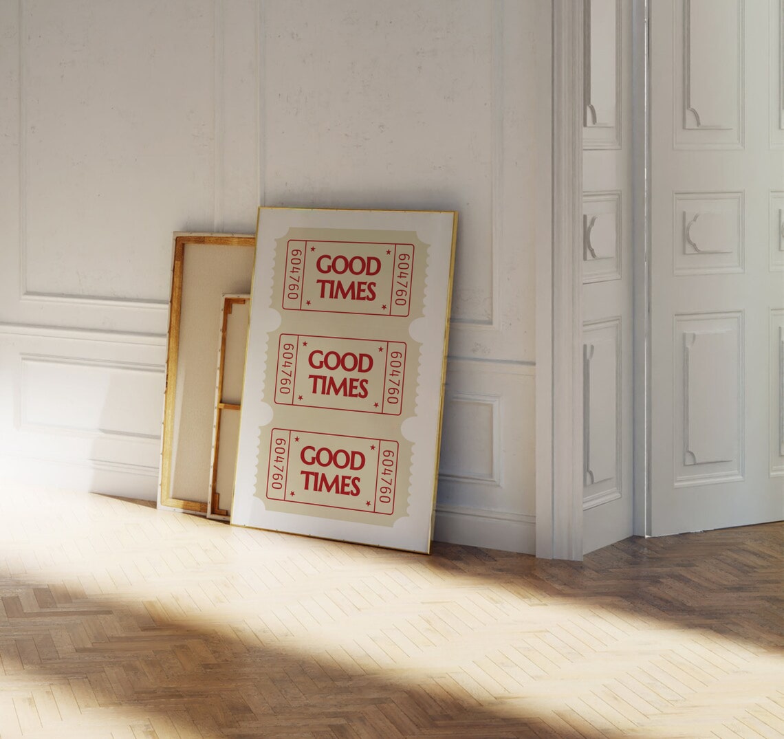 Good Times Red Retro Ticket Stub Vintage Typography Wall Poster - Image 3