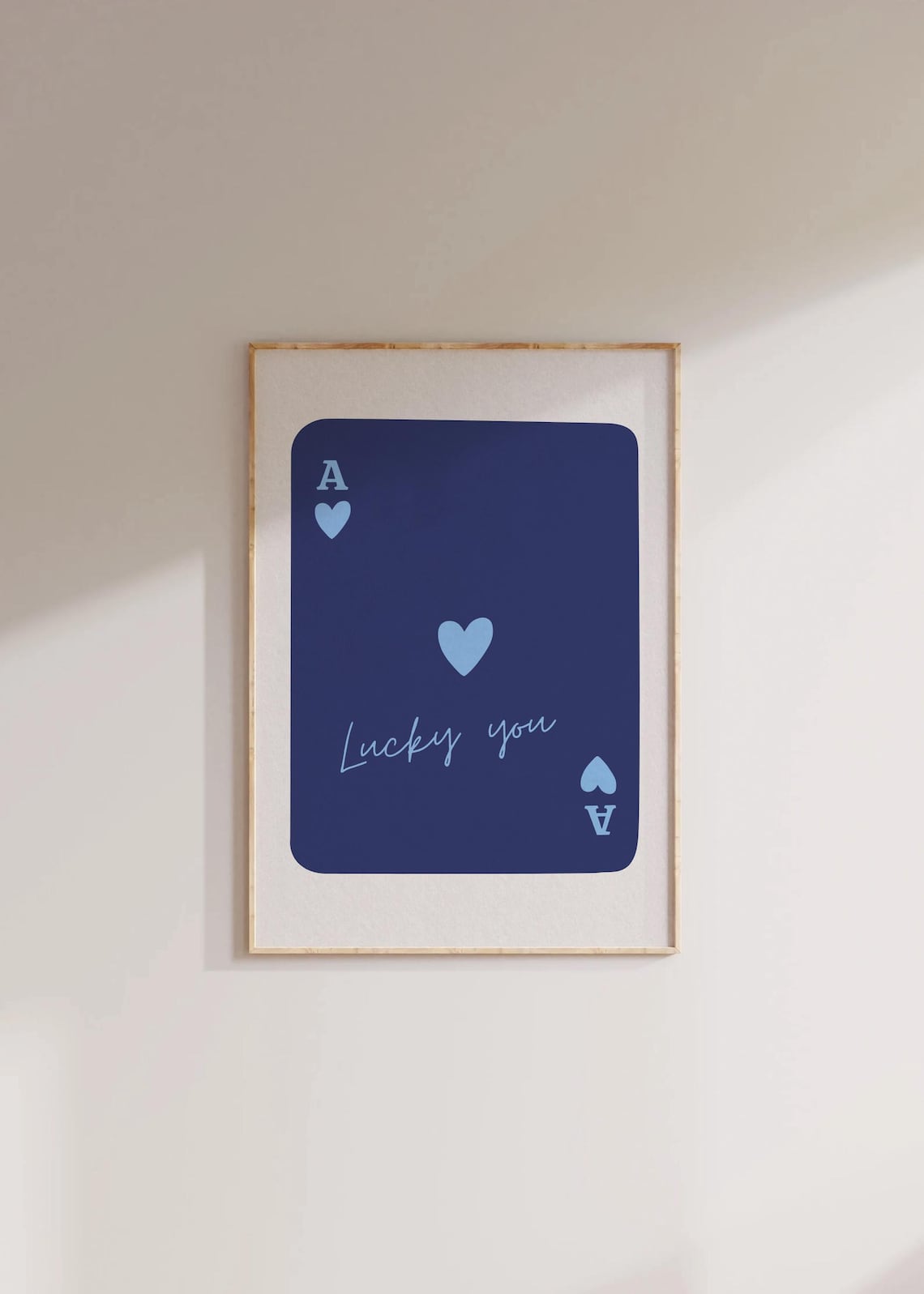 Lucky You Navy Blue Ace Of Hearts Playing Card Design Poster