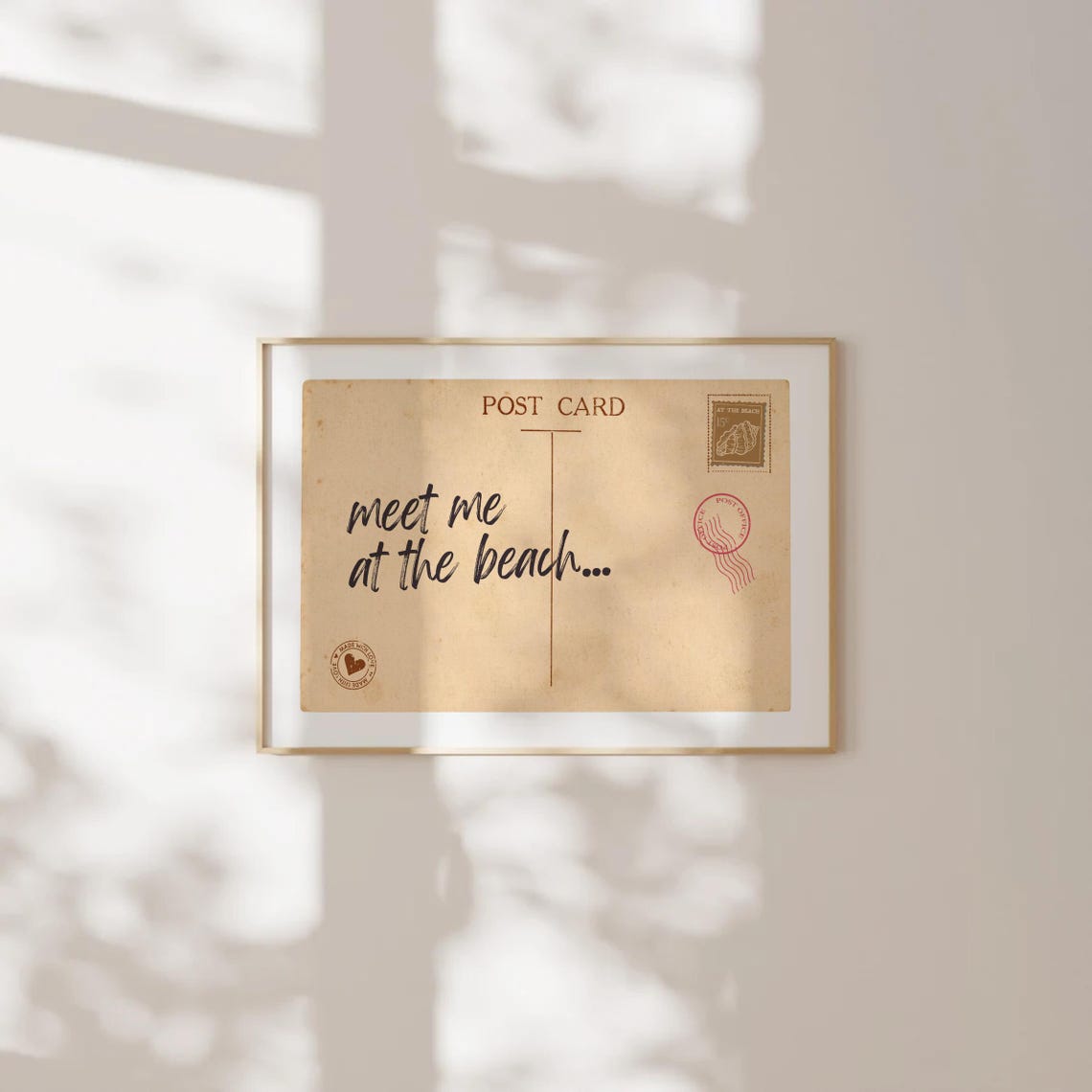 Meet Me At The Beach Vintage Postcard Coastal Decor Wall Poster