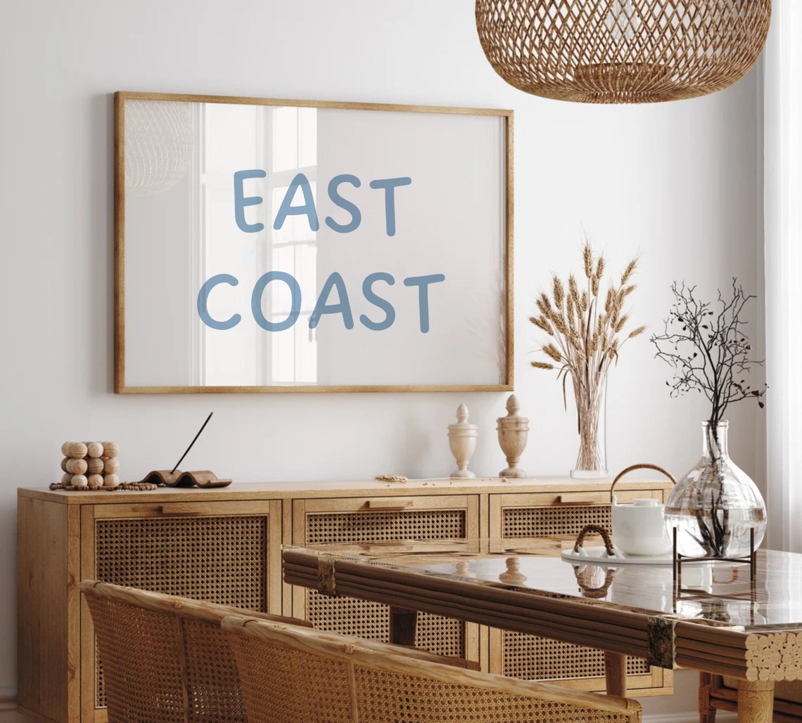 East Coast Simple Dusty Blue Script Typography Wall Style Poster - Image 4