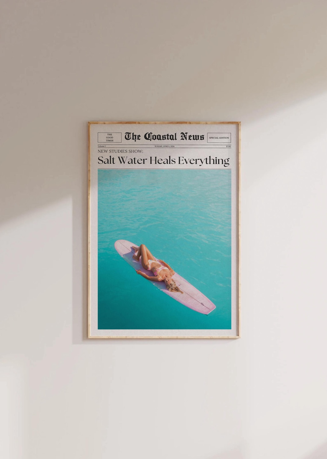 The Coastal News Salt Water Heals Everything Beach Surf Poster