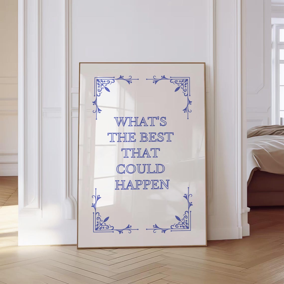 Whats the Best That Could Happen Blue Ceramic Tile Quote Poster - Image 4