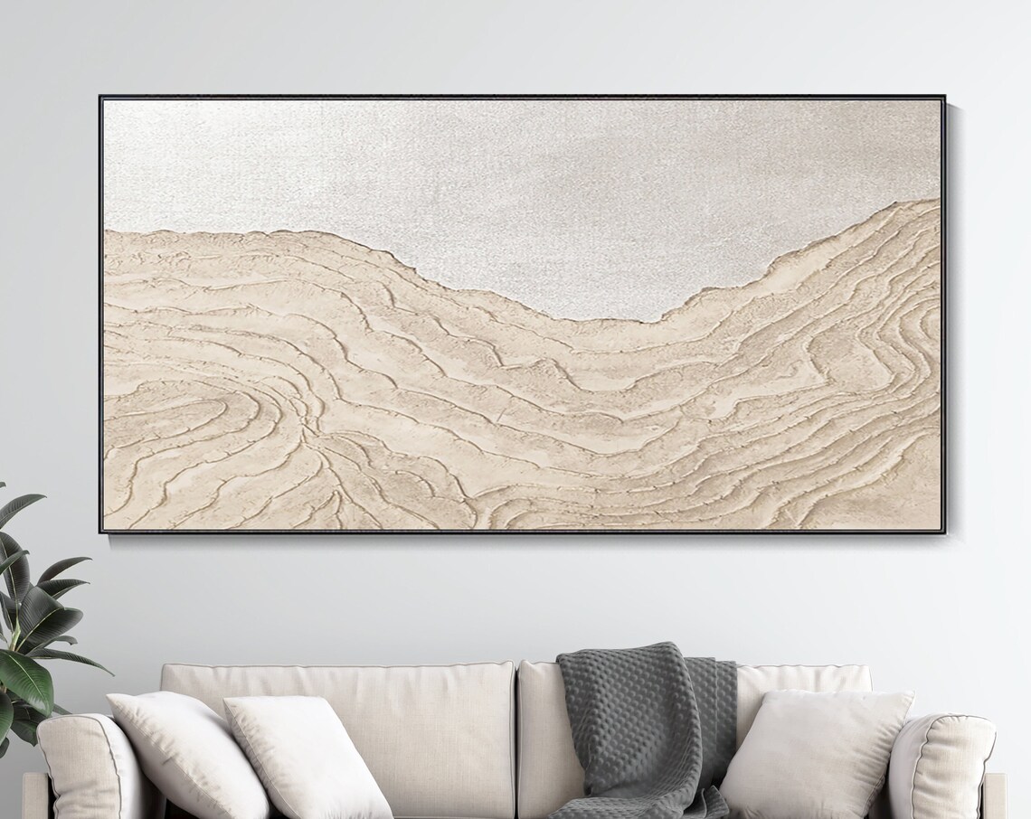 Neutral Beige Wabi Sabi Mountain Ridges Textured Abstract Art Poster - Image 4