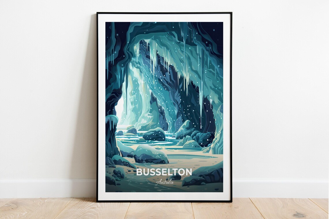 Busselton Australia Blue Ice Cavern Icicle Grotto Travel Poster