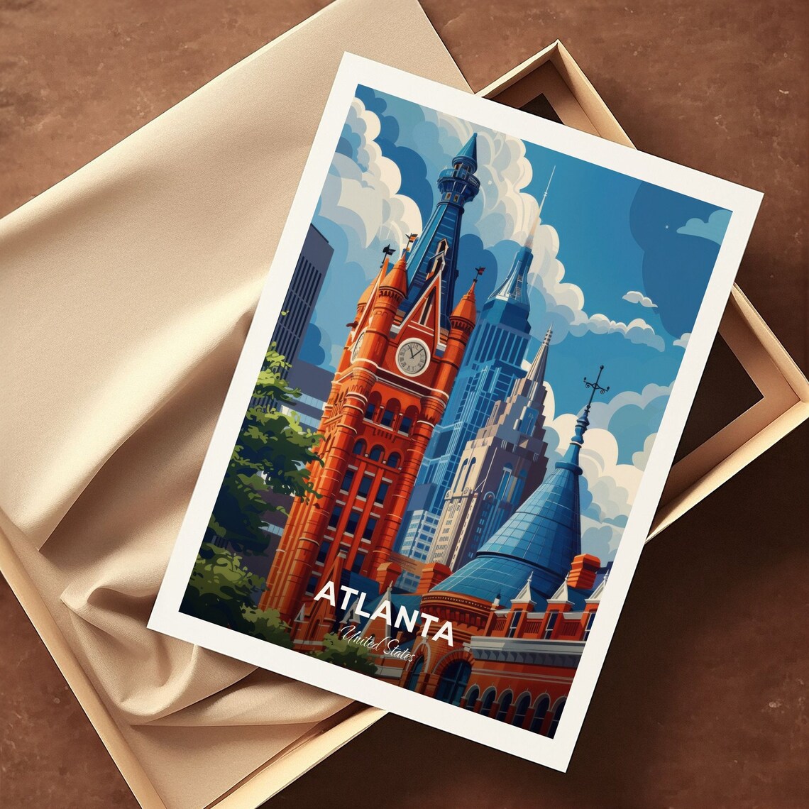 Atlanta Georgia Travel Poster Historic Flatiron Skyline Artwork - Image 3