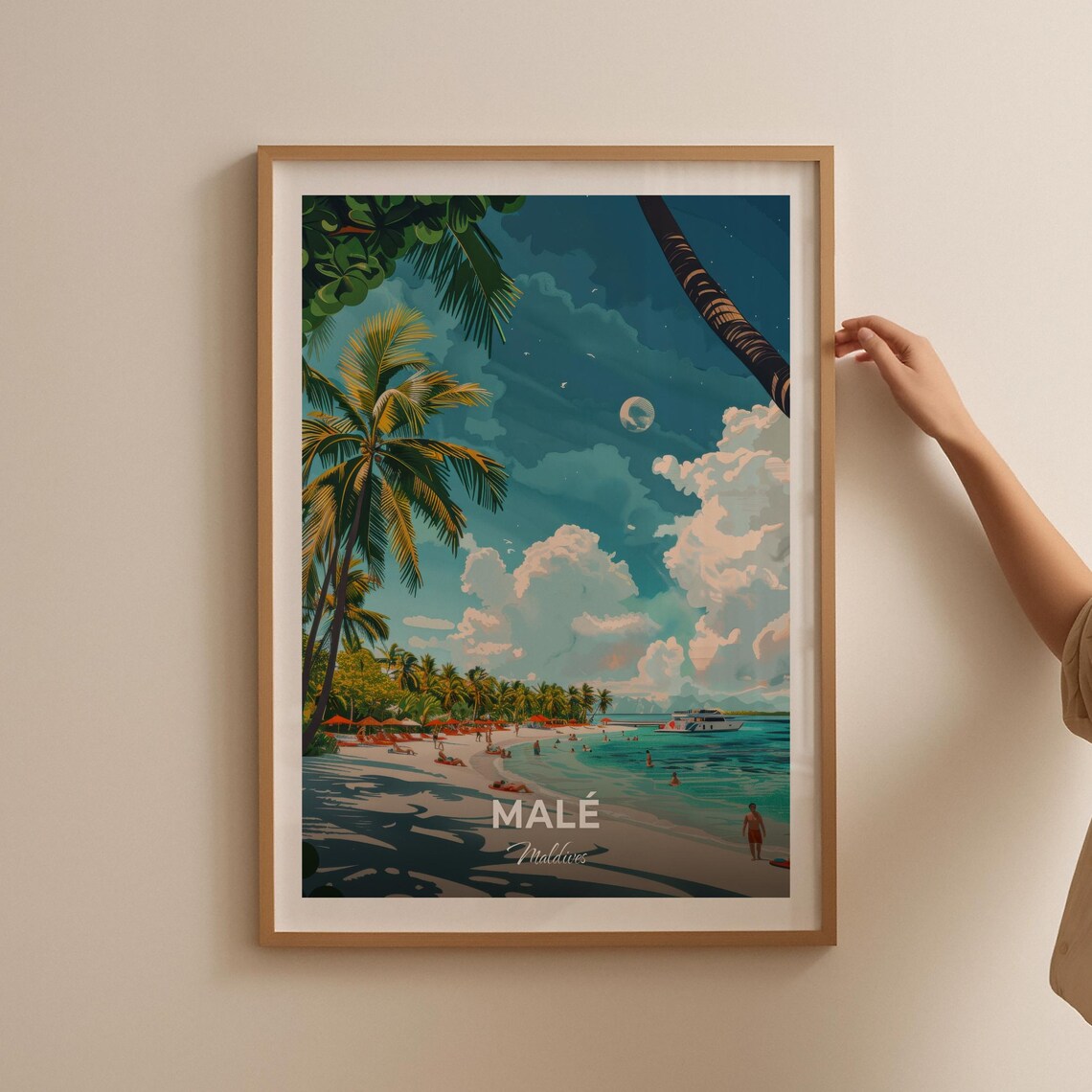 Malé Maldives Island Tropical Beach Paradise Vintage Travel Poster - Image 2