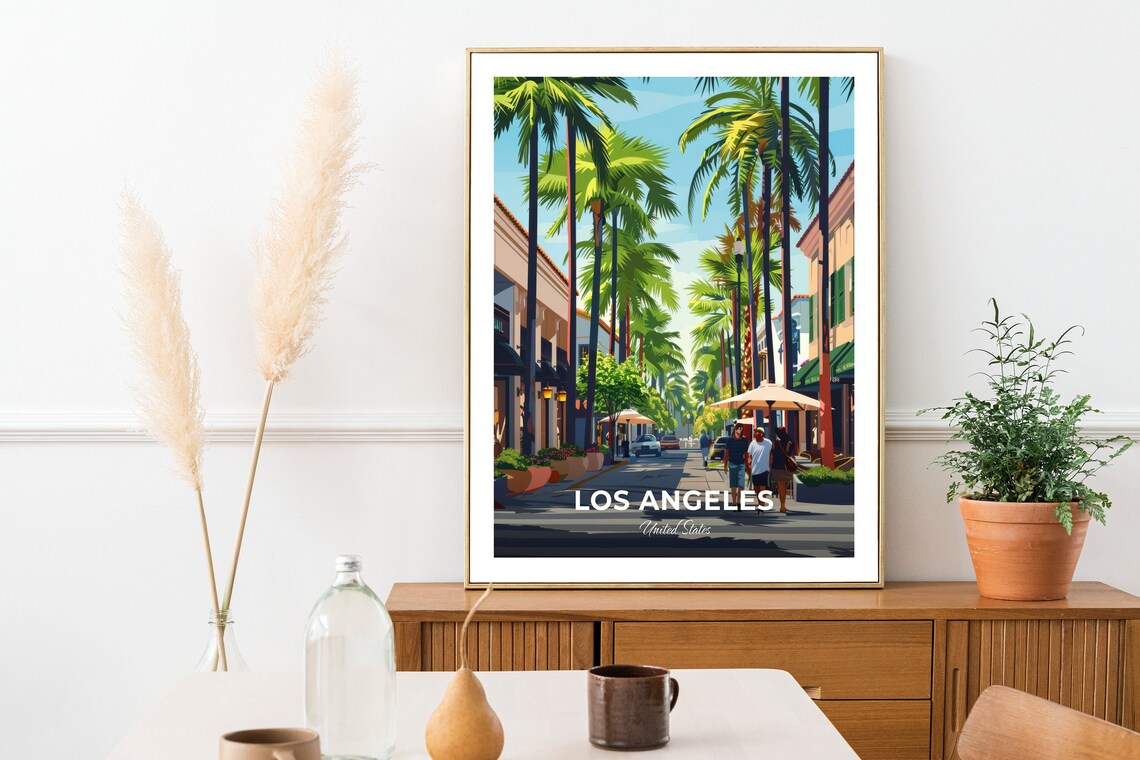Los Angeles Rodeo Drive Palm Trees Luxury Shopping Travel Poster - Image 2