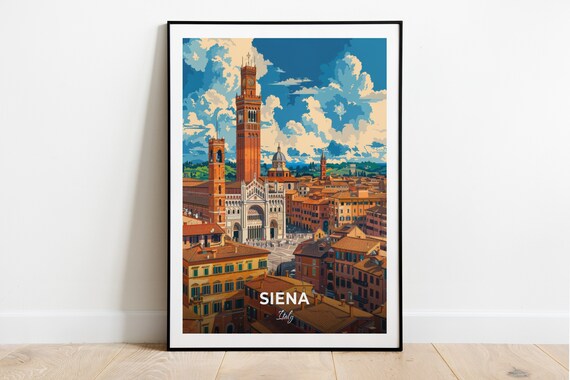 Siena Piazza del Campo Torre del Mangia Duomo Italy Travel Poster