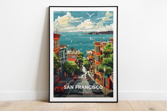 San Francisco Ghirardelli Square Hill Street Bay View Poster