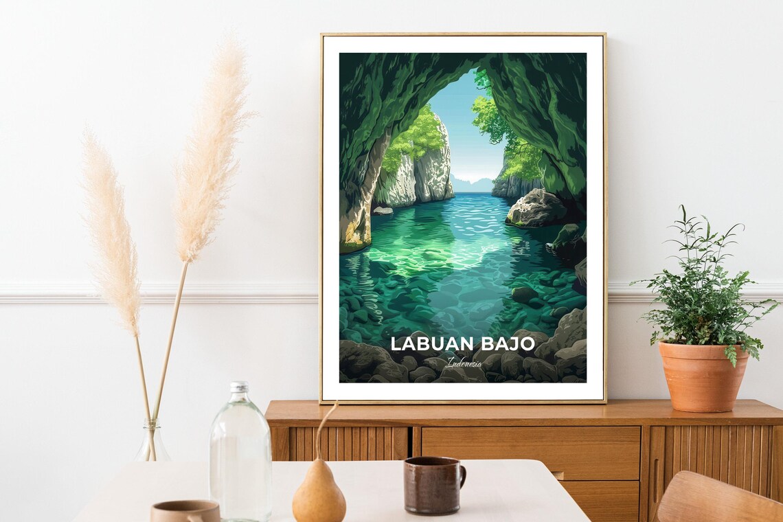 Labuan Bajo Indonesia Turquoise Cove Rock Arch Sea Travel Poster - Image 3
