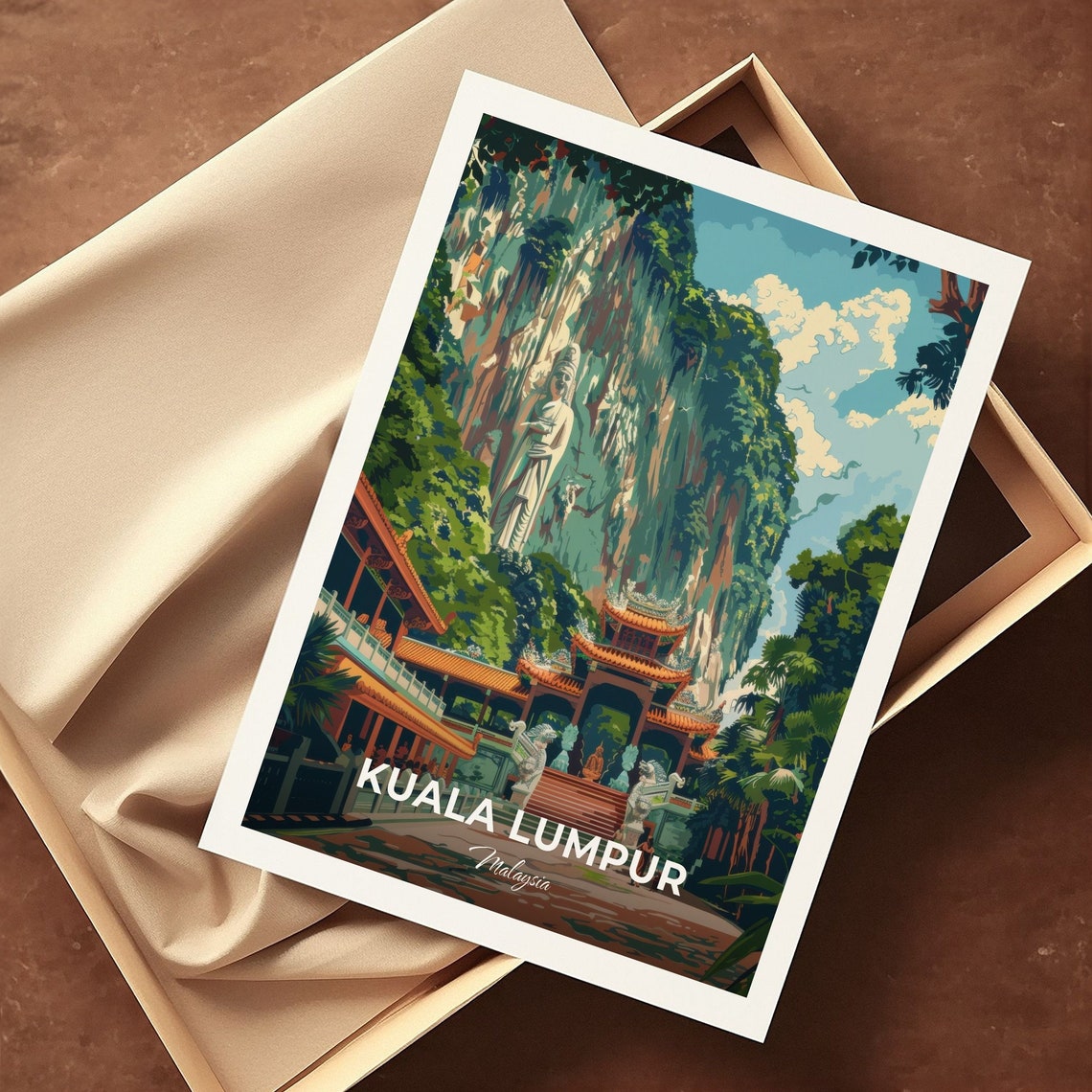 Kuala Lumpur Malaysia Batu Caves Hindu Temple Beneath Cliff Poster - Image 3