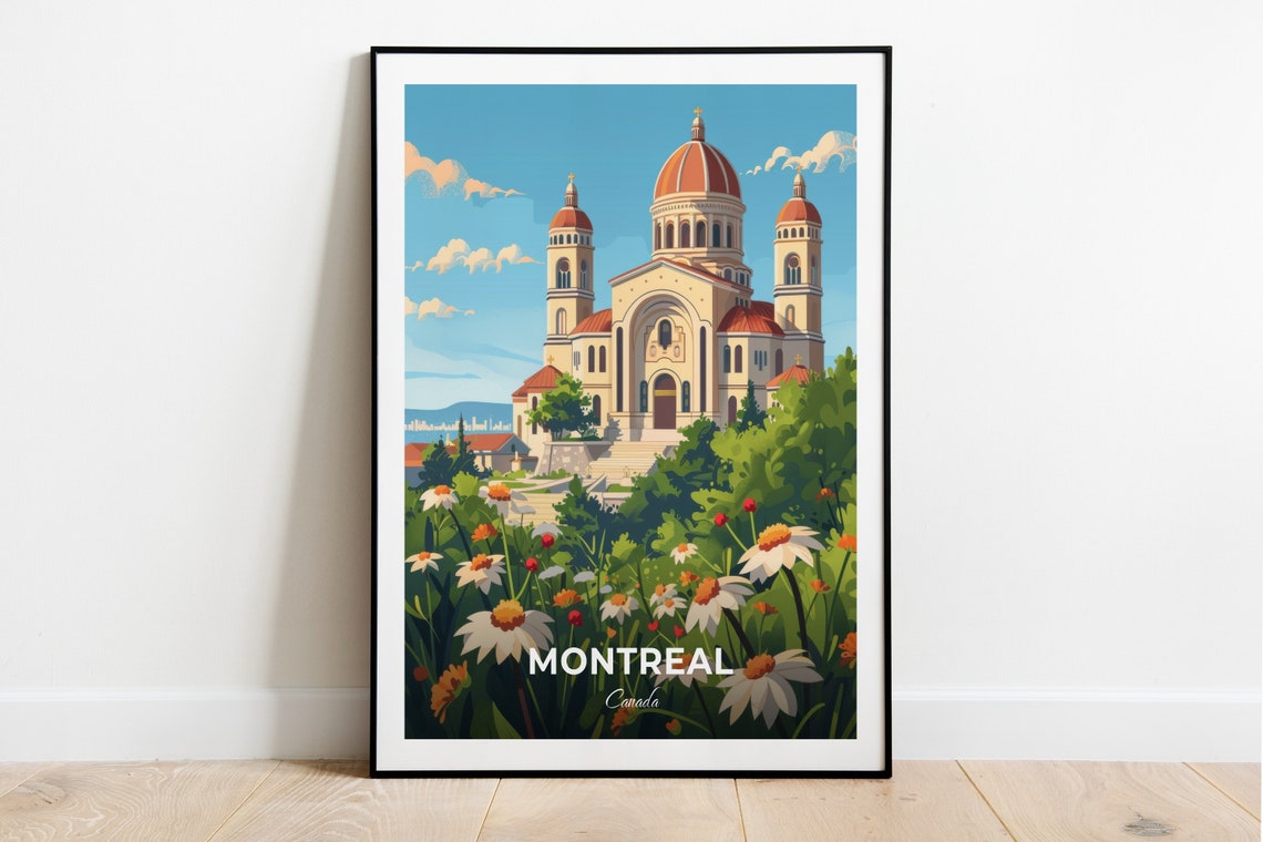 Montreal Canada Saint Joseph Oratory Dome Vintage Travel Poster